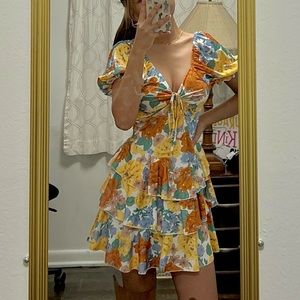 SHEIN Floral Dress With Sweetheart Neckline